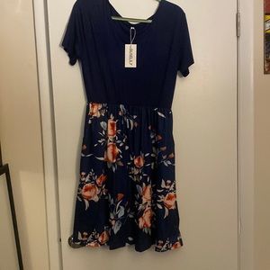 Navy floral dress